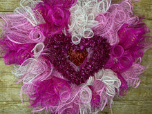 Load image into Gallery viewer, White and Pink Valentine Wreath.JPG