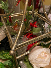 Load image into Gallery viewer, The "Travis" Lantern- Red, White, and Black Flowers.jpg