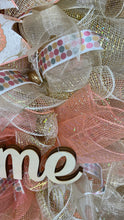 Load image into Gallery viewer, Peach, Cream, and Gold Welcome wreath .JPG