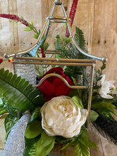 Load image into Gallery viewer, The "Travis" Lantern- Red, White, and Black Flowers.jpg