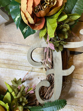 Load image into Gallery viewer, Grapevine Wreath With Brown And Cream Flowers.jpg