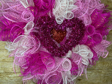 Load image into Gallery viewer, White and Pink Valentine Wreath.JPG