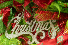 Load image into Gallery viewer, Red, Green, and Gold Merry Christmas wreath.jpg