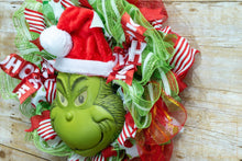 Load image into Gallery viewer,   Grinch inspired Christmas wreath.JPG