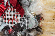 Load image into Gallery viewer, Christmas-wreath-Black- Red,-and-White-Merry-and-Bright -ts-wreaths
