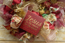 Load image into Gallery viewer, christmas-wreath-burgandy-gold-green-jpg