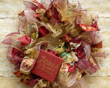 Load image into Gallery viewer, christmas-wreath-burgandy-gold-green-jpg