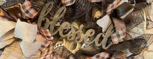 Load image into Gallery viewer, blessed-wreath-brown-plaid-cream-jpg
