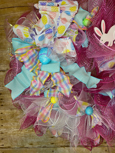 Pink and White Easter Bunny wreath.JPG