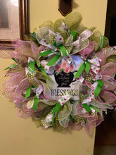 Load image into Gallery viewer, The &quot;Blessings&quot; wreath- Pink, green, and cream.jpg
