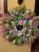 Load image into Gallery viewer, The &quot;Blessings&quot; wreath- Pink, green, and cream.jpg
